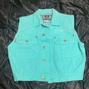 B.U.M Vintage 80’s-90’s Women’s Turquoise Denim Vest